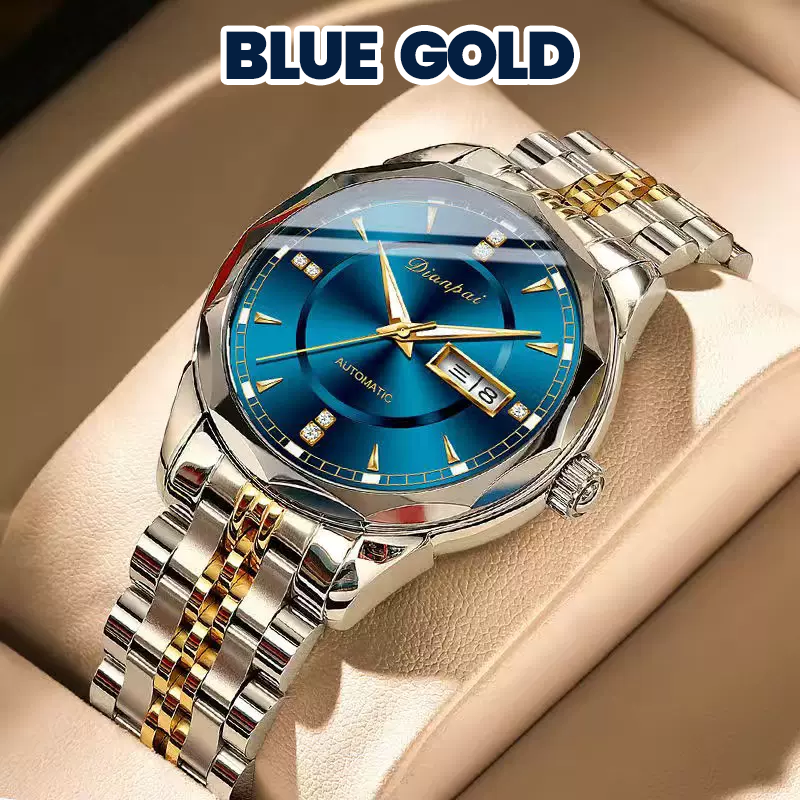 Men 30ATM Business Luminous Gold Plated Movement Automatic Mechanical Swiss Watch