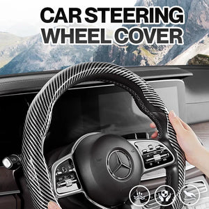 Drivex Carbon Fiber Suede Steering Wheel Cover – Anti-Slip, Universal Fit, Luxury Feel