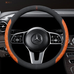 Rivo Suede Steering Wheel Cover – Non-Slip, Breathable, Sweat-Absorbing, 4-Season Universal Fit