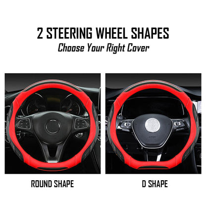 Breathable Anti Slip Leather Car Steering Wheel Cover Universal Fit