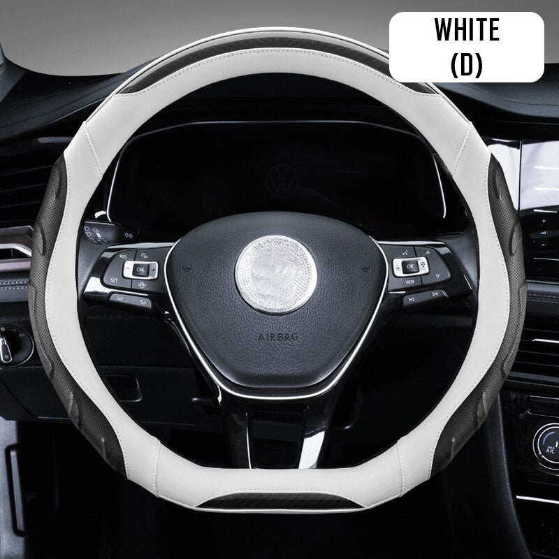 Breathable Anti Slip Leather Car Steering Wheel Cover Universal Fit