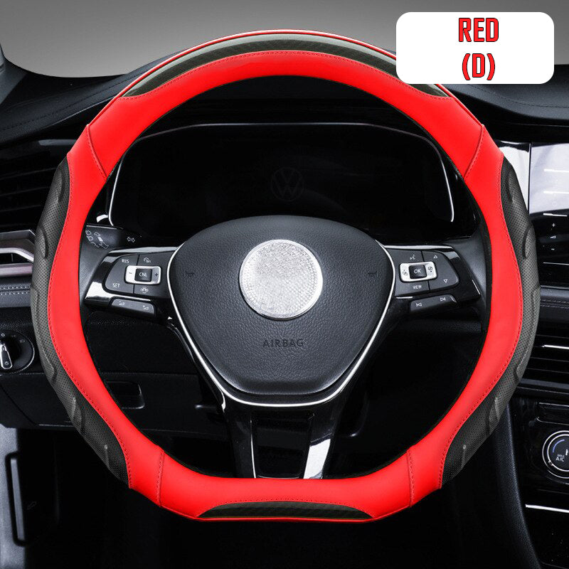 Breathable Anti Slip Leather Car Steering Wheel Cover Universal Fit