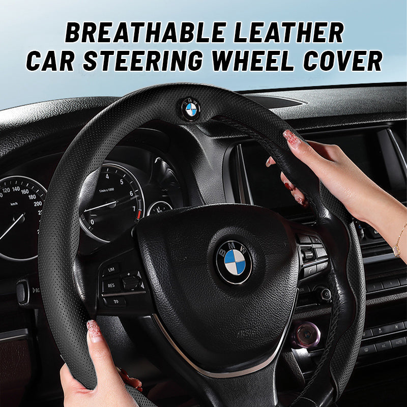 Nexi Breathable Ultra-thin 5D Leather & Carbon Car Steering Wheel Cover Universal Fit