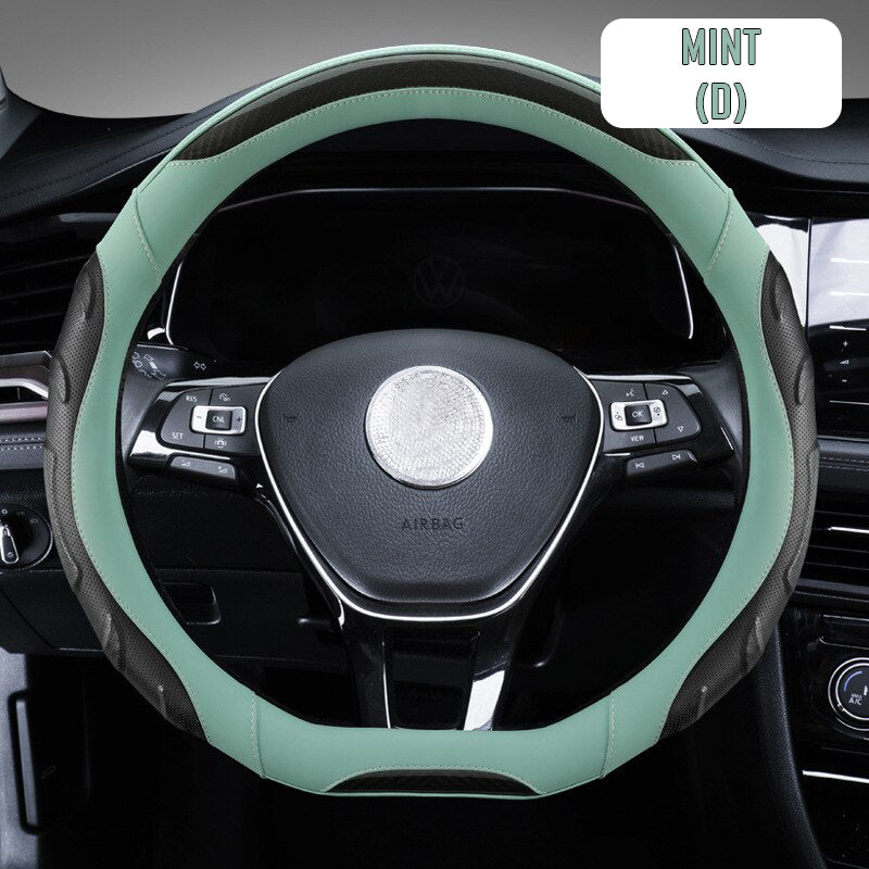 Breathable Anti Slip Leather Car Steering Wheel Cover Universal Fit