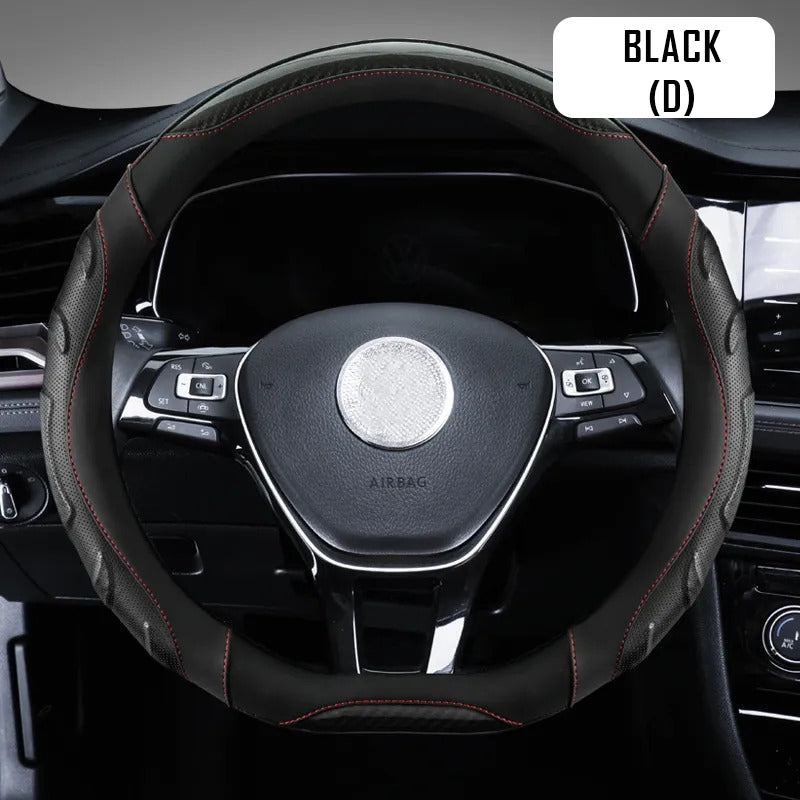 Breathable Anti Slip Leather Car Steering Wheel Cover Universal Fit