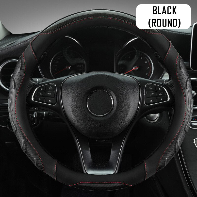 Breathable Anti Slip Leather Car Steering Wheel Cover Universal Fit