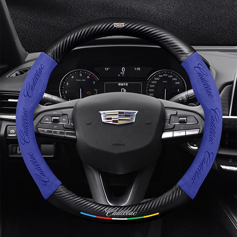 Anti Slip 3D Embossed Carbon Fiber Leather Car Steering Wheel Cover Universal Fit